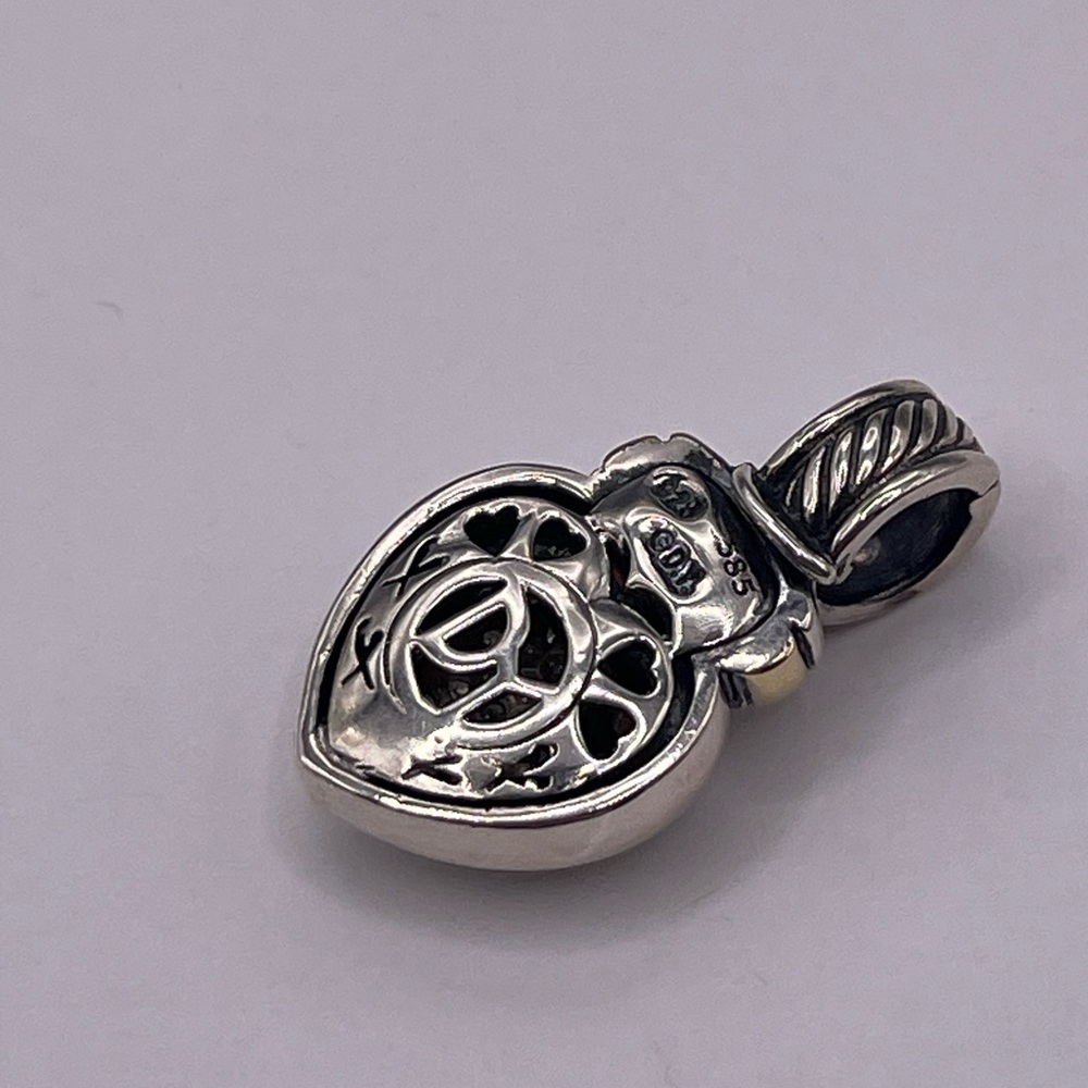 David Yurman 18k Yellow Gold Sterling Silver Heart Pendant - Picture 8 of 12
